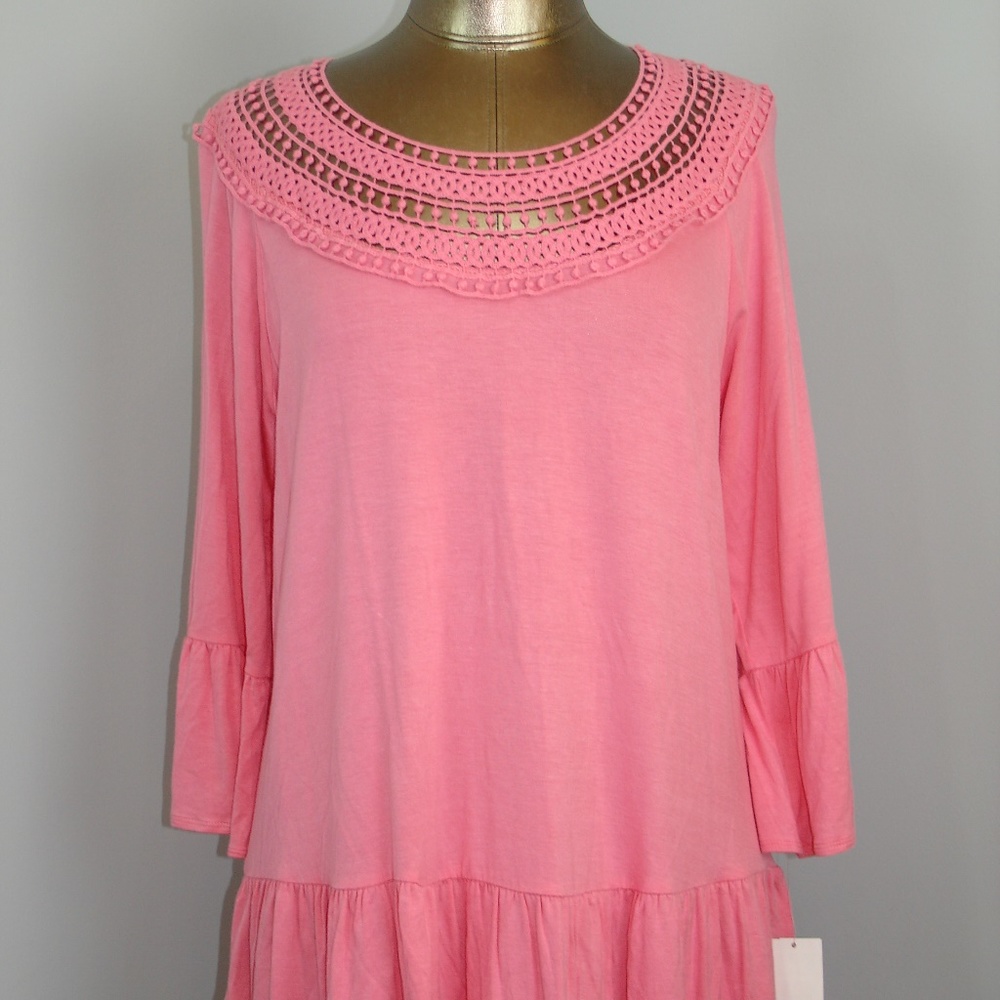 NWT Wrangler Size L Pink 3/4 Sleeve Shirt Lace Acc